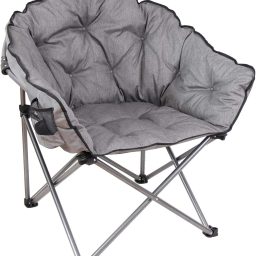MacSports C932S-129 Padded Cushion Outdoor Folding Lounge Patio Club Chair, Gray