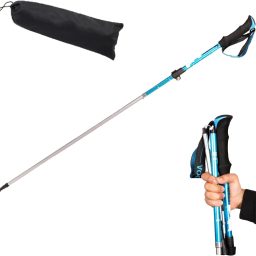 Ultra Light Trekking Hiking Poles Aluminum Alloy Collapsible Outdoor Walking Sticks, Alpenstock for Hiking, Camping, Mountaining, Backpacking